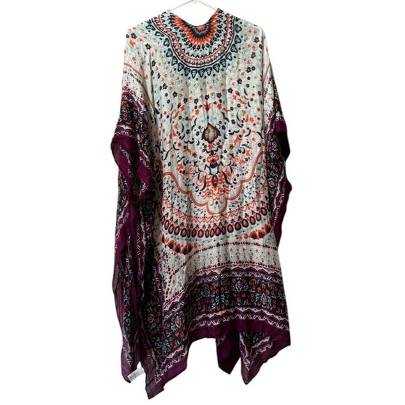 Breezy Lane Kimono Beach Cover-Up Shawl Handkerchief Wrap Poncho OS Hippie Boho - Picture 2 of 7